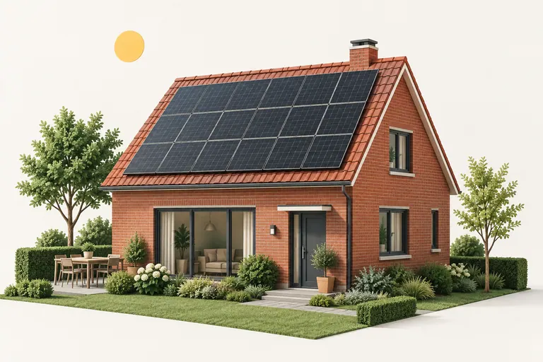 Illustration d’une maison équipée de panneaux photovoltaïques